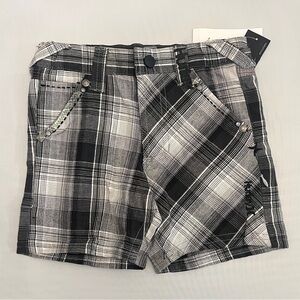 Hurley Black and White Plaid Cargo Shorts 18m